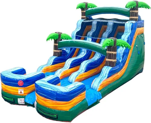 Miniatura 11 de TentandTable Tobogán acuático inflable de doble carril para niños y adultos, diversión acuática gigante de grado comercial, incluye soplador de aire