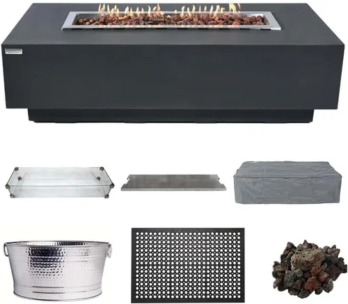 Miniatura 9 de Elementi Granville Paquete de Hoguera para Exteriores - Juego de Fogata Exterior Incluye Mesa de Hoguera de Concreto a Propano de 60", Pantalla