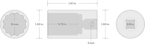 Miniatura 259 de TEKTON Encastre de 3/8 pulgadas x 0.669 in Zócalo de impacto de 12 puntos poco profundo SID12317