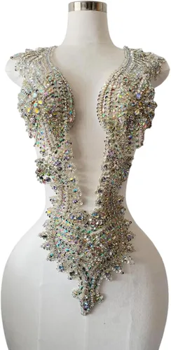 Miniatura 7 de Apliques hechos a mano de cristal sobre encaje, cuentas de diamantes de imitación para coser, parches de lentejuelas, accesorios de decoración