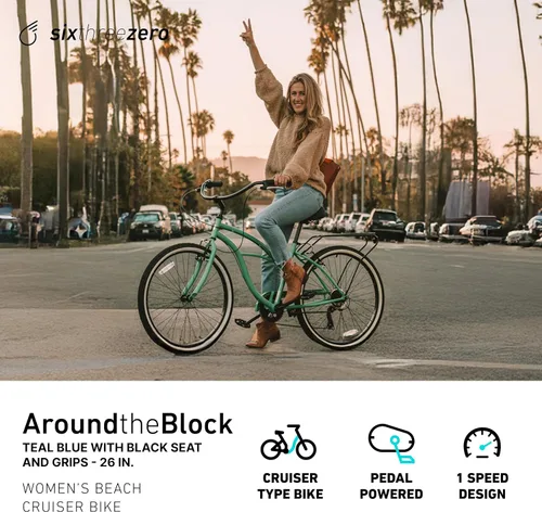 Miniatura 2 de sixthreezero Around The Block - Bicicleta de playa para mujer Azul verde azulado con asiento negro/puños