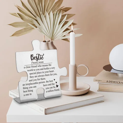 Miniatura 7 de FOKCBOCM Letrero decorativo, regalo de amistad de mejor amiga de acero inoxidable, 3.3 x 3.0 pulgadas