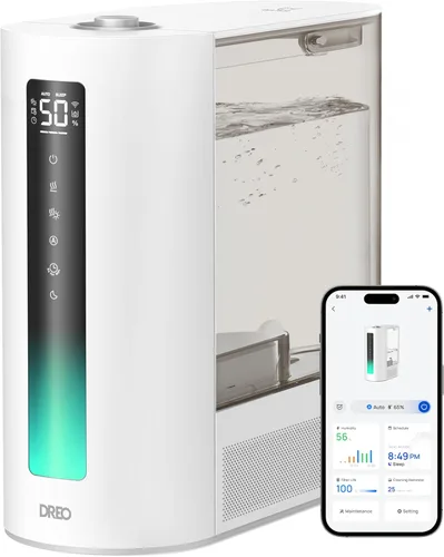 Miniatura 10 de Dreo - Humidificador de 6L para dormitorio, rociada inteligente cálida y fría para habitación grande, tiempo de funcionamiento silencioso de 60 Negro