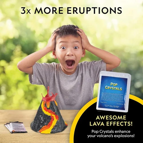 Miniatura 10 de Kit de Volcán Ultimate de National Geographic – Kit de ciencia volcánica en erupción para niños, 3 veces más erupciones, cristales pop que crean