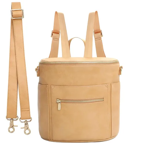 Miniatura 7 de miss fong Pequeña bolsa de pañales mini bolsa de pañales, mochila de cuero para pañales con 14 bolsillos, bolsillos aislados y correa para el hombro
