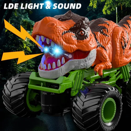 Miniatura 3 de Bennol Coche de Control Remoto de Dinosaurio para Niños, Camión de Dinosaurio RC de 2.4Ghz para Pequeños, Juguetes de Coche RC de Juguete Eléctrico