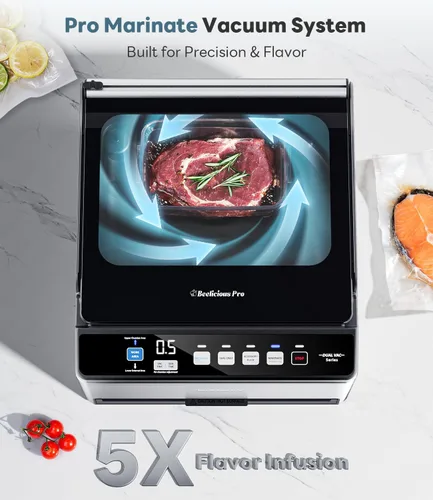 Miniatura 3 de DualCore CVS101 - Sellador al vacío de cámara para líquidos y Sous Vide, zonas de vacío dobles de 6L y abrazadera de bolsa extra ancha, 4 bombas