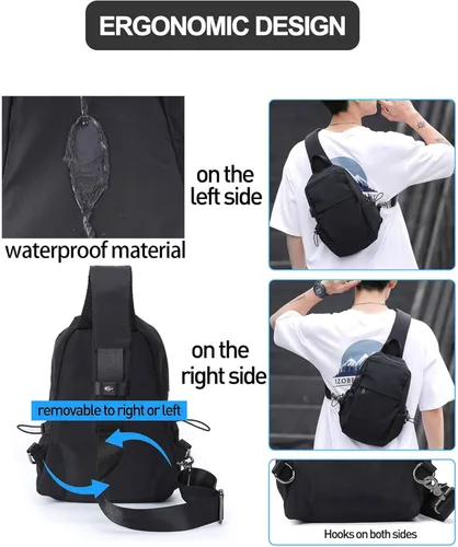 Miniatura 6 de SEAFEW Mochilas tipo bandolera tácticas, negro - pequeño, Mochilas Sling
