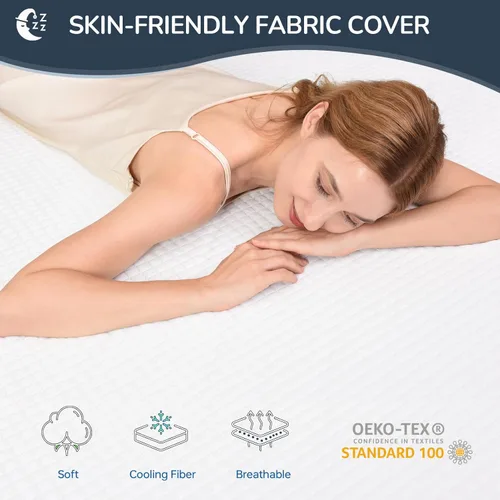 Miniatura 4 de Fvkind Protector de colchón de gel de espuma viscoelástica de 3 pulgadas tamaño individual, protector de colchón refrescante para alivio del dolor