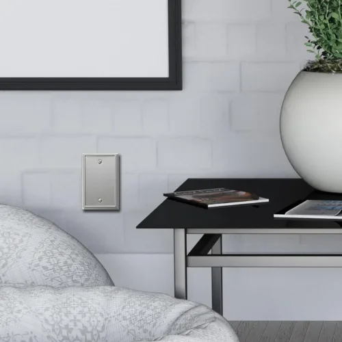 Miniatura 5 de OKAWYC Aria - Placa de pared metálica para interruptor de luz en blanco, paquete de 4 unidades, níquel cepillado de 1 banda, cubierta de interruptor