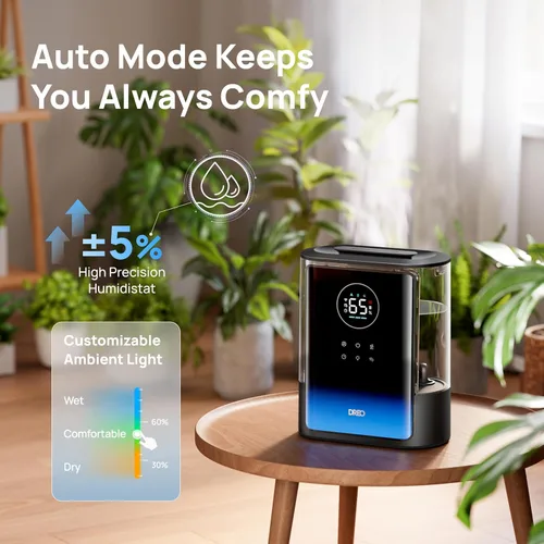 Miniatura 5 de Dreo Humidificadores Inteligentes de 8L para Dormitorio 600 pies², 80H de Funcionamiento Humidificador de Vapor Cálido y Frío Extragrande para Negro