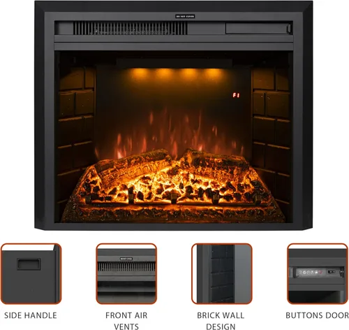 Miniatura 6 de Inserto eléctrico para chimenea de 22" de ancho, chimenea eléctrica de pared con control remoto, troncos realistas y sonido de chisporroteo