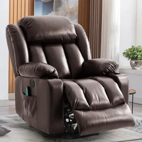 Miniatura 13 de Silla reclinable eléctrica para personas mayores, sillas reclinables eléctricas para adultos con masaje y calor, portavasos, control remoto, puertos