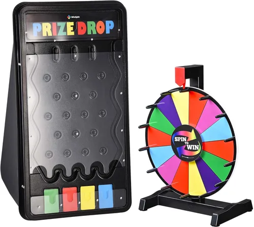 Miniatura 8 de WinSpin rueda de premios de mesa de 12" con 14 ranuras, rueda giratoria editable resistente para juego de fortuna, serie clásica, para carnaval