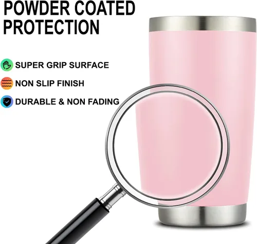 Miniatura 5 de COMOOO Taza de viaje de acero inoxidable de doble pared aislada al vacío de 20 onzas con tapa y pajita, taza de café aislada con recubrimiento