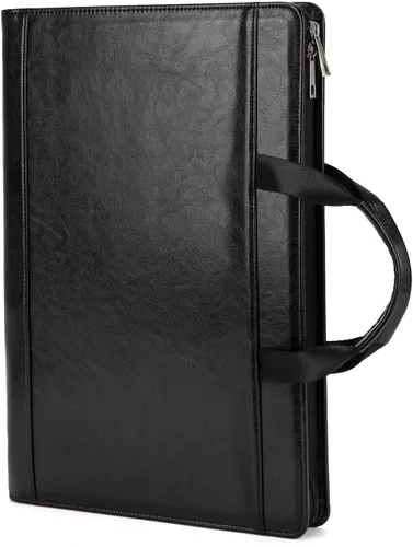 Miniatura 2 de Portafolio de cuero vegano para tamaño legal (8.5 x 14 pulgadas), portafolio portapapeles con asa, soporte para laptop de 15 pulgadas, organizador