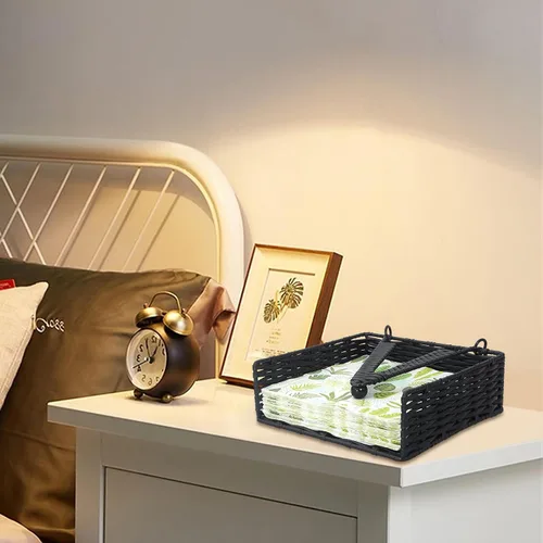 Miniatura 6 de Servilleteros con peso de ratán para cocina, cóctel, servilleteros de mimbre para mesa de baño, servilleteros tejidos con brazo pesado