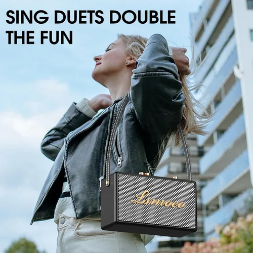 Miniatura 8 de Máquina de karaoke para adultos, 2 micrófonos inalámbricos para altavoz de karaoke, micrófono portátil y soporte de altavoz, expansión de micrófono