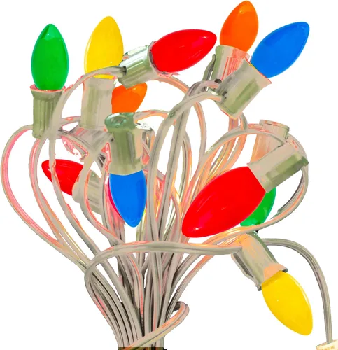 Miniatura 3 de EST. LEE DISPLAY L D 1902 Bombillas C7 para el 4 de julio, luces de Navidad multicolor transparentes, bombillas de repuesto rojas, blancas y azules