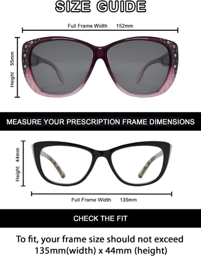 Miniatura 4 de PZ - Gafas de sol polarizadas para mujer para cubrir sobre gafas graduadas con protección UV
