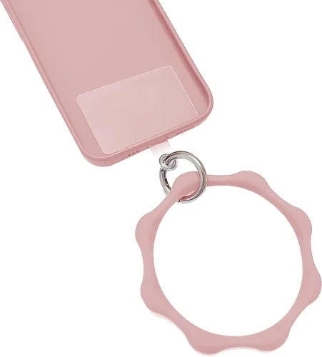 Miniatura 17 de Correa de silicona en forma de corazón para teléfono, correa de muñeca para teléfono celular con soporte para llavero, universal compatible con Negro