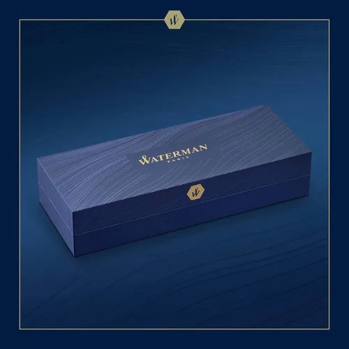 Miniatura 5 de Waterman Pluma estilográfica Hémisphère Metal y laca azul Tapa cincelada Punta mediana de acero inoxidable Tinta azul Caja de regalo