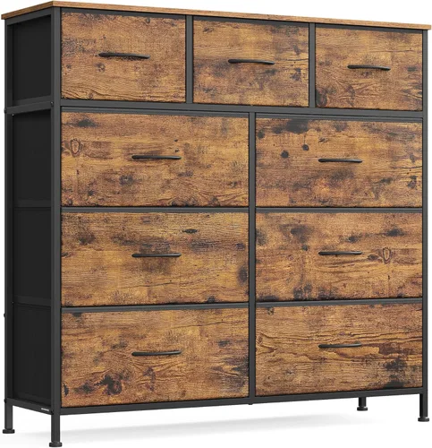 Miniatura 20 de SONGMICS Cómoda para dormitorio, cómoda, acero, MDF, 4 cajones de tela no tejida, unidad organizadora de almacenamiento, armario, entrada, negro