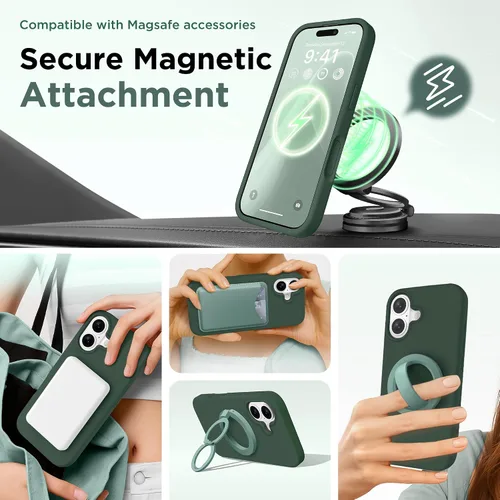 Miniatura 3 de GolbinBox Funda magnética para iPhone 17, compatible con MagSafe, cubierta de silicona integrada para control de cámara, funda de silicona líquida a