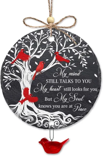 Miniatura 16 de HYTURTLE My Mind Still Talks to You - Adorno de Cerámica Círculo Cardenal - Adorno Navideño Conmemorativo Regalos por la Pérdida de un Ser Querido