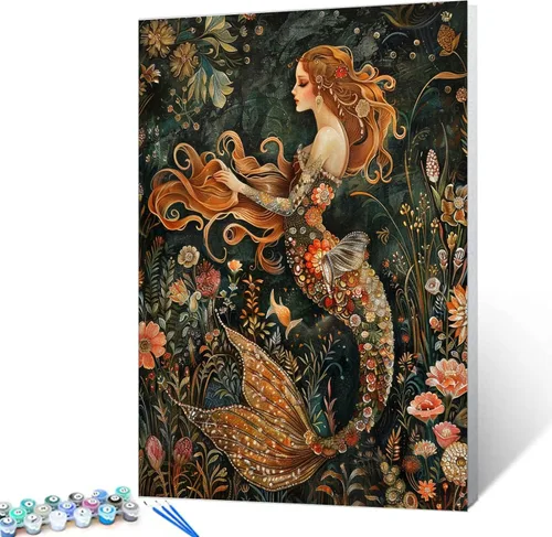 Miniatura 22 de Tucocoo Tatuajes de Espalda para Mujeres Pintura DIY por Números para Adultos, Pavo Real y Flores Pintura por Números en Lienzo Fácil de Pintar