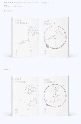 Miniatura 2 de BTS - Love Yourself [Her] [E ver.] con fotolibros, tarjeta de fotos, póster doblado oficial (E ver.), tarjeta fotográfica extra
