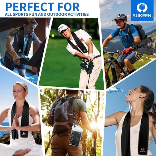 Miniatura 6 de Sukeen Paquete de 4 toallas refrescantes (40 x 12 pulgadas) para cuello y cara, toalla deportiva suave y transpirable, de secado rápido, absorbe