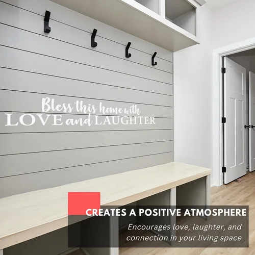 Miniatura 2 de My Vinyl Story - Bless This Home with Love and Laughter Wall Decal - Family Sticker Quote, Bible Verse Vinyl Word Art Decor for Living Room