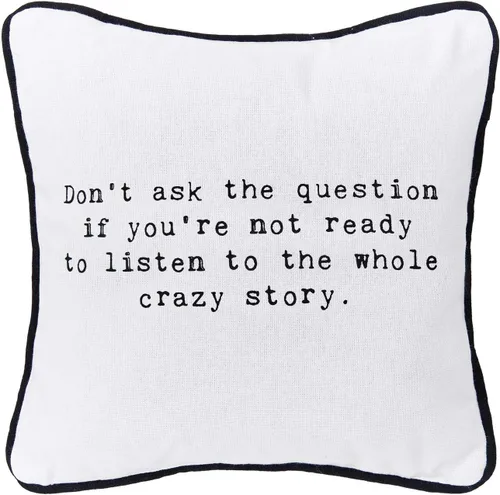 C&F Home Almohada decorativa de 10 x 10 pulgadas con diseño de Crazy Story Funny Humor para todas las estaciones, decoración para el hogar, sala de