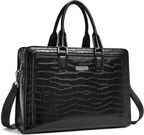 Miniatura 7 de BOSTANTEN Maletín de cuero genuino para mujer, bolso vintage de negocios de 15.6 pulgadas, bolso bandolera para laptop