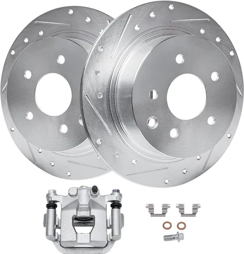 Miniatura 23 de Detroit Axle - Rotores de freno perforados traseros + repuesto de pinza de freno de disco trasera izquierda para Acura TL Honda Element - Juego de 3