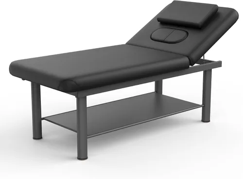 Miniatura 11 de pouseayar Cama de masaje estacionaria profesional resistente con respaldo ancho para terapia, tratamientos faciales, marco de metal, piel sintética