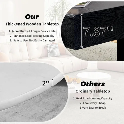 Miniatura 4 de LKTART Mesa de centro rectangular de 47 pulgadas para sala de estar, superficie con patrón de mármol, patas de metal estables para mesa de té