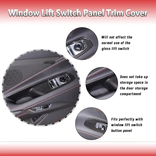 Miniatura 3 de Sekhyna Cubierta del panel de interruptor de elevación de ventana compatible con Chevrolet Corvette C8 Coupe Stingray 2020 2021 2022 2023 ABS 2