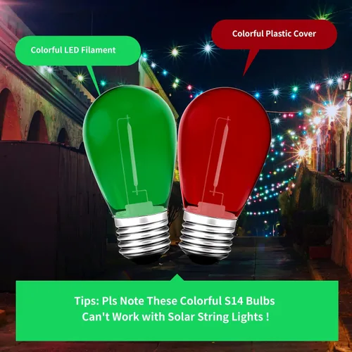 Miniatura 4 de Bombillas LED de luz de cadena S14 de color, paquete de 24 bombillas de 1 W, de plástico irrompible e impermeable, para interiores y exteriores