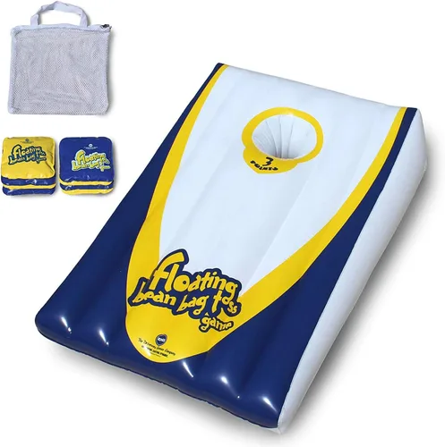 Drive Way Games - Juego de cornhole flotante. Tabla inflable para lanzar maíz y bolsas de frijoles flotantes para piscina, lago, agua