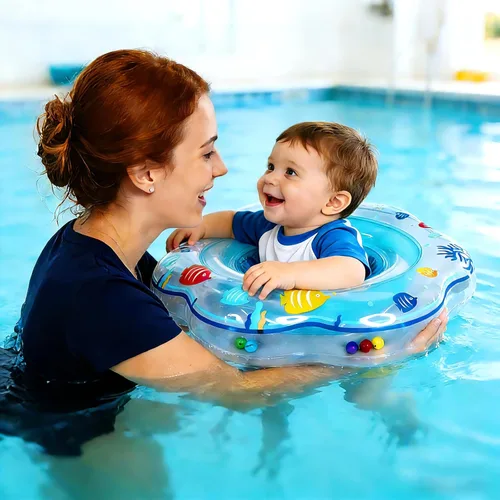 Miniatura 5 de AMENON Flotador de piscina para bebé con asiento para edades de 6 a 12 meses Double Airbags, Reinforced Seat, Non-toxic PVC, Leak-Proof, 30lb Azul