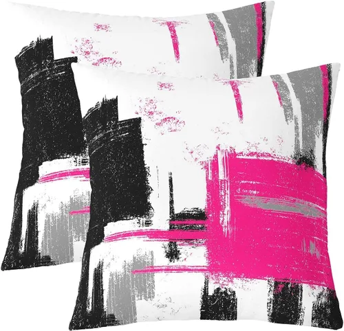Miniatura 31 de Juego de 2 fundas de almohada abstractas de 16 x 16 pulgadas para niños, niñas, adolescentes, decoración de dormitorio, moderna a rayas, decoración