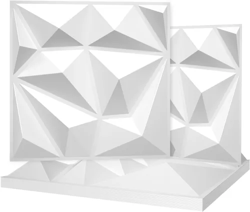 Miniatura 8 de Paquete de 33 paneles decorativos 3D de pared para decoración de pared interior, 12 x 12 pulgadas, diseño de diamante negro para sala de estar