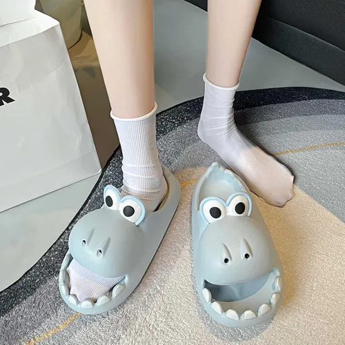 Miniatura 5 de Pantuflas de dinosaurio de dibujos animados para mujeres y hombres sandalias de ducha de animales divertidos para parejas antideslizantes 157