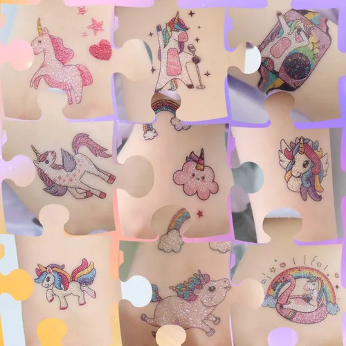 Miniatura 6 de CHARLENT Tatuajes con purpurina para niñas, 110 tatuajes temporales con purpurina para niñas, regalos de fiesta de cumpleaños, rellenos de bolsas