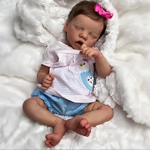 Muñeca realista de bebé Reborn de 18 pulgadas, muñeca de niña recién nacida, vinilo de silicona suave de cuerpo completo, hecho a mano, con juego de
