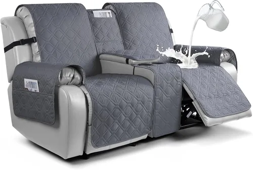 Miniatura 19 de VANSOFY Funda para Sofá de Dos Plazas Reclinable con Consola 100% Impermeable Fundas de Sofá Antideslizantes Funda de Sofá Reclinable Dividida Azuree