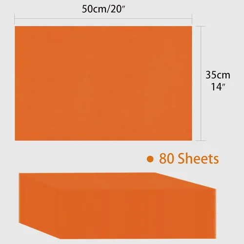 Miniatura 4 de Papel de seda naranja, 80 hojas, 14 x 20 pulgadas, envoltura de bolsa de regalo, manualidades de manualidades, relleno triturado para cumpleaños