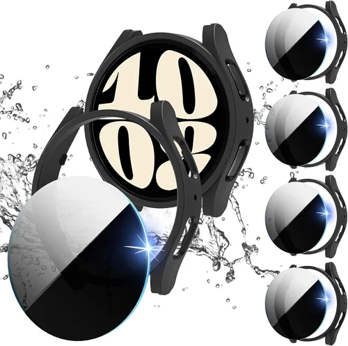 Suoman Paquete de 4+4 fundas para Samsung Galaxy Watch 6 Classic de 1.732 pulgadas (1.732 in), protector de pantalla de privacidad de vidrio